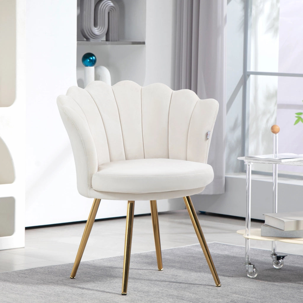 Poltrona in velluto con gambe metallo dorato ¨C Zephmum ¨C Crema