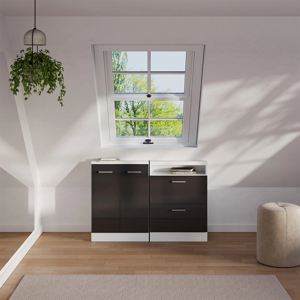 Mobile sottotetto Rion Antracite lucido/Bianco con 2 porte Vicco