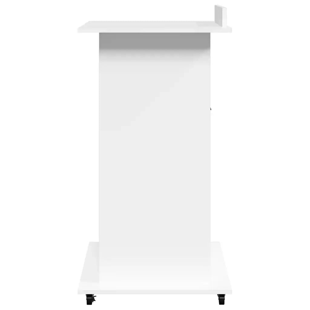 vidaXL Leggio con Ruote e Cassetto Bianco 55x55x107 cm in Multistrato