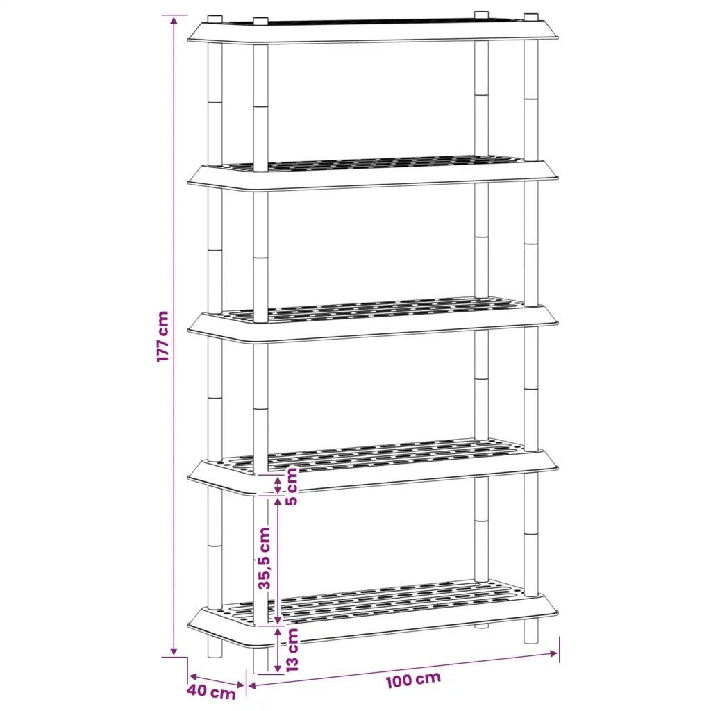 Unità di scaffalatura 5 livelli 100 x 40 x 177 cm PP 8011755