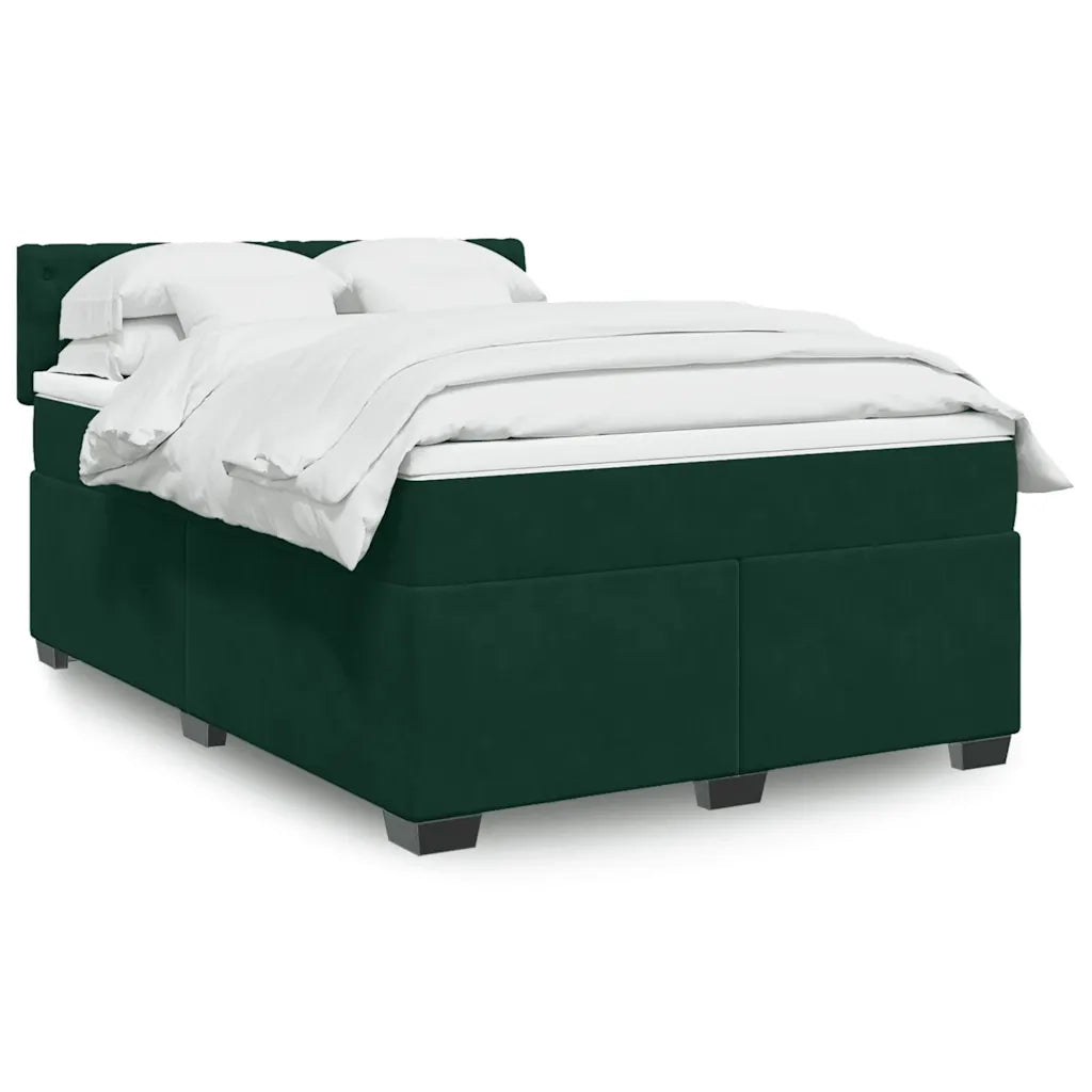 vidaXL Giroletto a Molle con Materasso Verde Scuro 140x190 cm Velluto