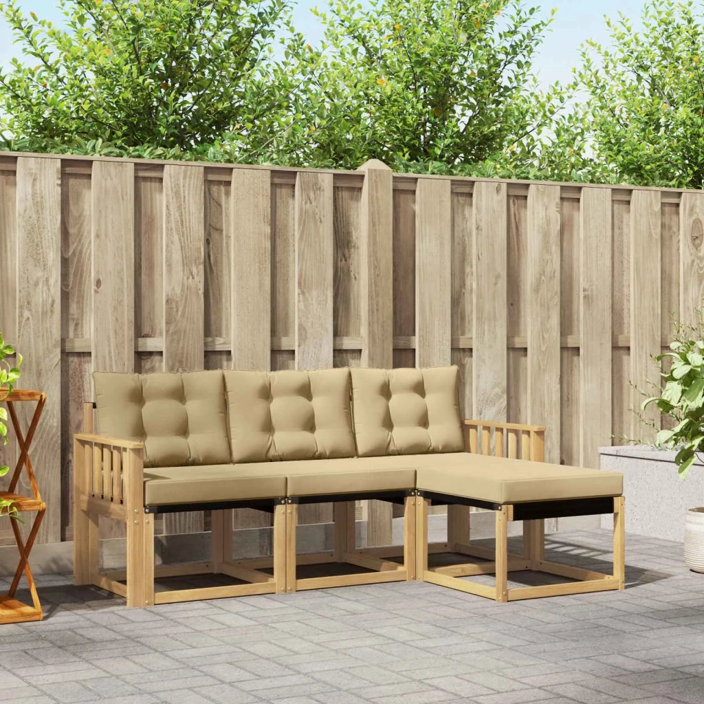 Set di divani da esterno con cuscino 4 pcs Bianco e Beige