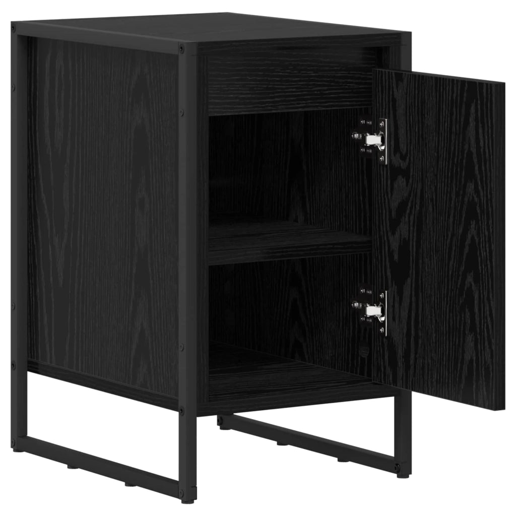 Comodino Rovere Nero 39,5 x 30 x 50 cm Legno multistrato