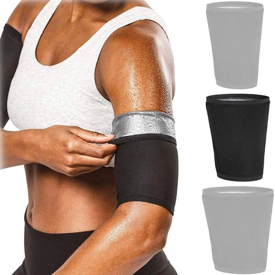 Set di Bende Anti-sudore per Braccio - 2 pezzi - Manopole Regolabili - Leggero - Sostenibile - Brucia Grassi più Velocemente - Cuffie per Braccio