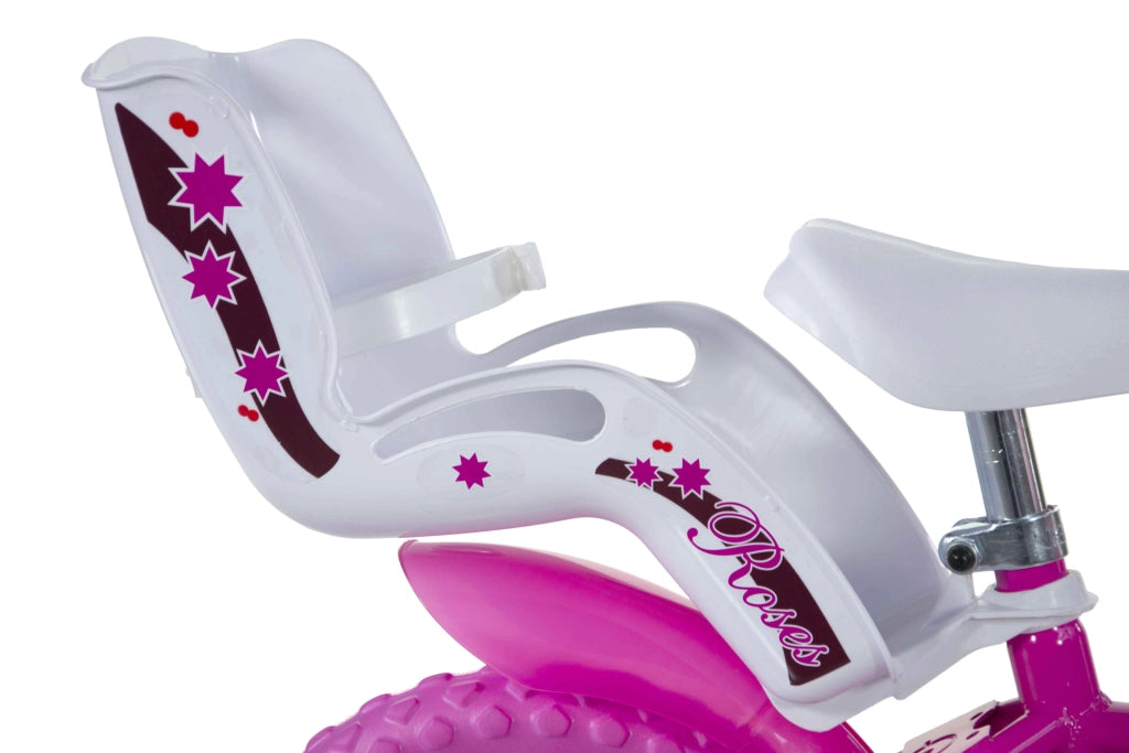 SCH ROSES 12", bicicletta per bambini, adatta a bambini tra i 3 e i 5 anni, per altezza tra 85 e 105 cm, cestino, trombe