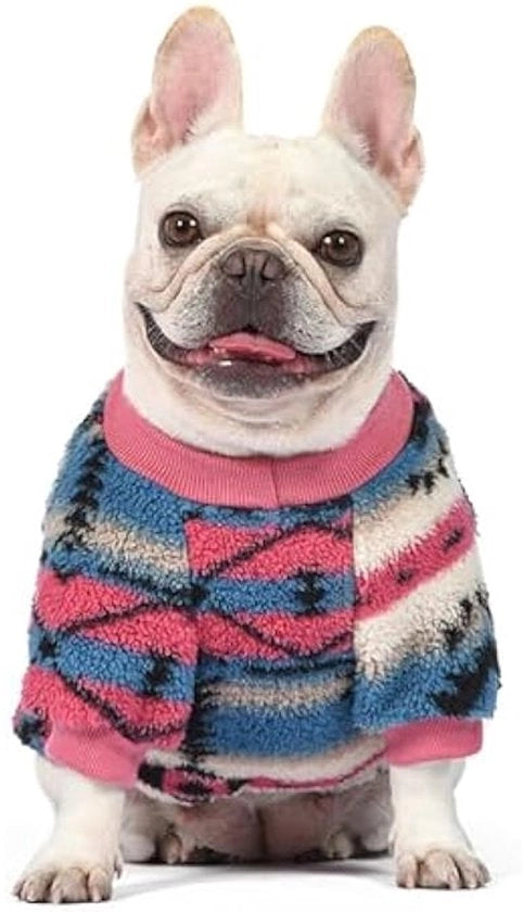 Maglione per piccoli cani - Abbigliamento invernale in stile bohemien - Soffice e caldo - Maglione per cani caldo - Rosa - Taglia L