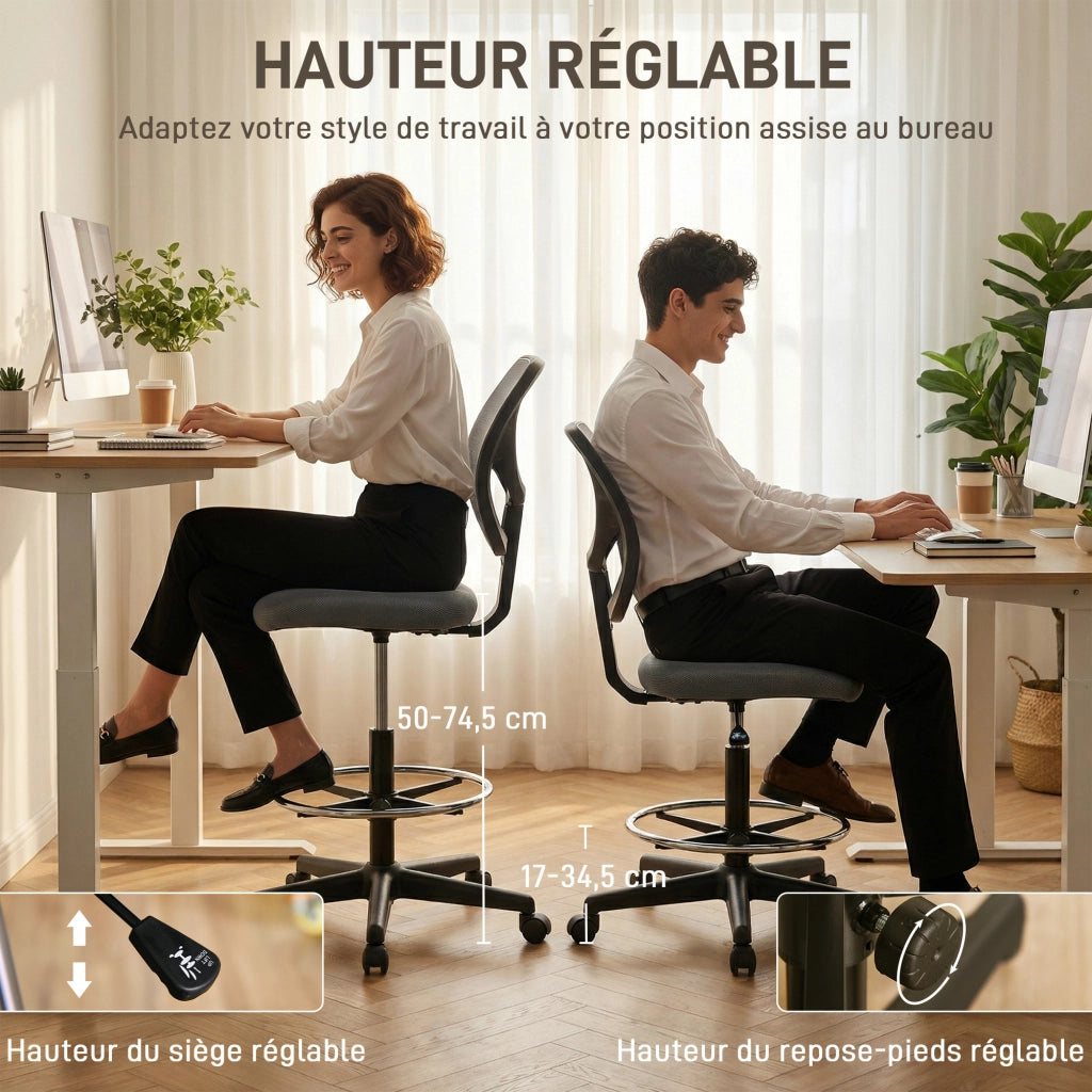 Poltrona da ufficio ergonomica con poggiapiedi ¨C zephmum ¨C grigio scuro