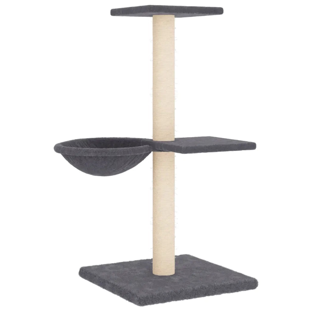 Albero per Gatti con Tiragraffi in Sisal Grigio Scuro 72 cm 171770