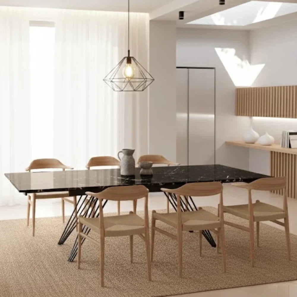Tavolo da pranzo allungabile in ceramica effetto marmo nero Augustus 160-240x90 cm fino a 10 posti | Duzzle