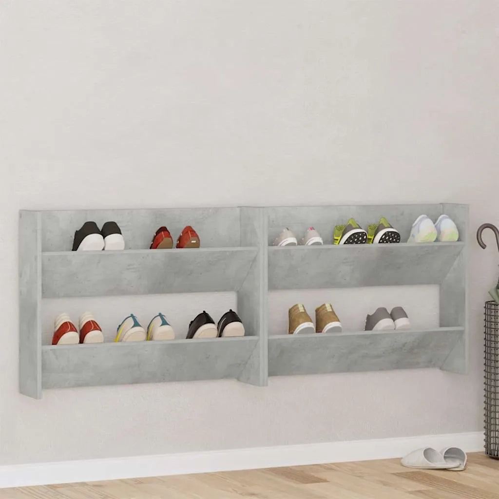 Scarpiere Muro 2pz Grigio Cemento 80x18x60cm Legno Multistrato 806750