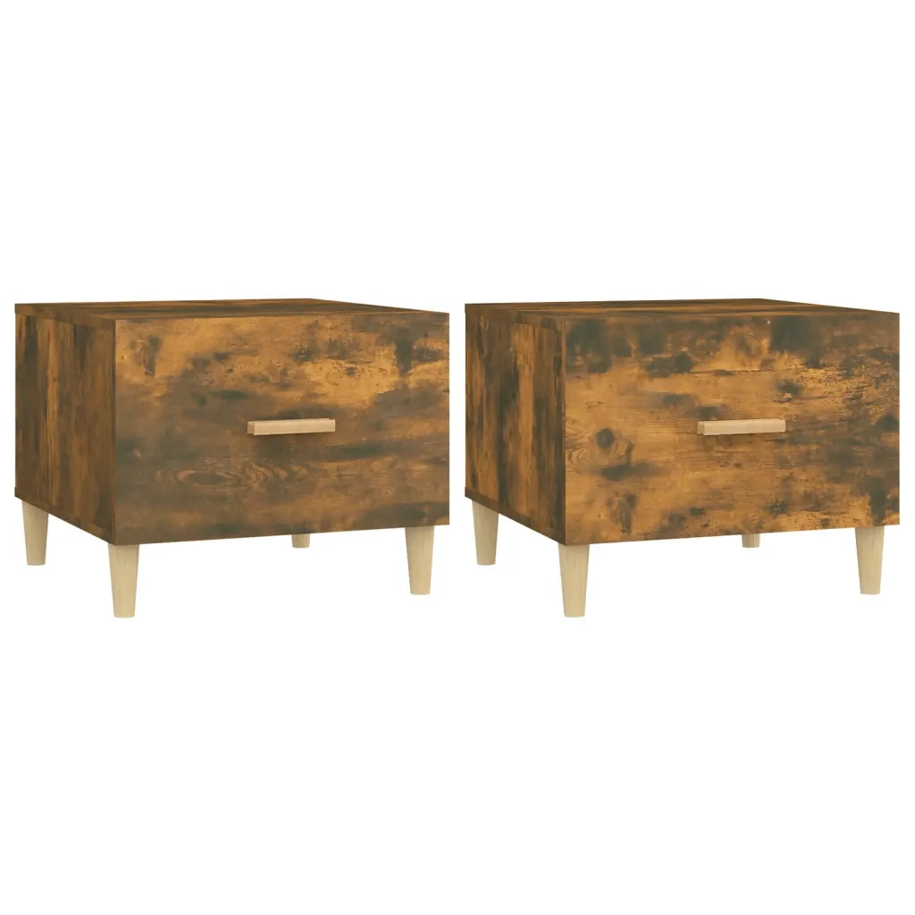 Tavolini Salotto 2 pz Rovere Fumo 50x50x40cm Legno Multistrato 817532