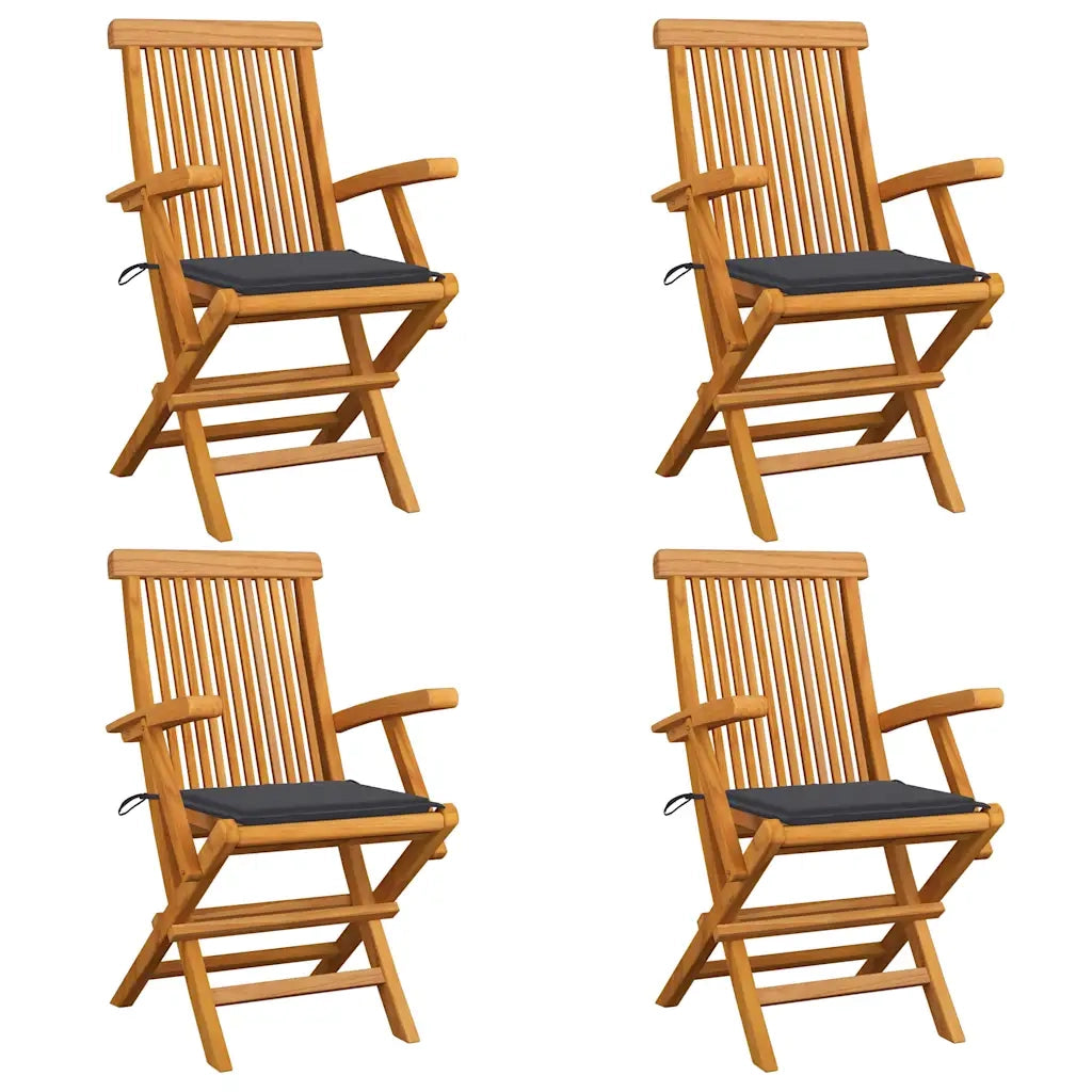 Sedie da Giardino con Cuscini Antracite 4 pz Massello di Teak cod mxl 7245