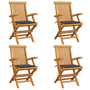 Sedie da Giardino con Cuscini Antracite 4 pz Massello di Teak cod mxl 7245