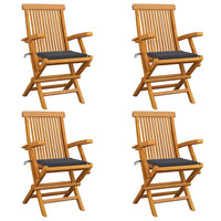 Sedie da Giardino con Cuscini Antracite 4 pz Massello di Teak cod mxl 7245