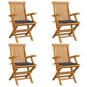 Sedie da Giardino con Cuscini Antracite 4 pz Massello di Teak cod mxl 7245