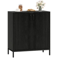 Credenza Moderna con 2 Porte, Ripiano Regolabile e Base Rialzata 80x40x90 cm Nero