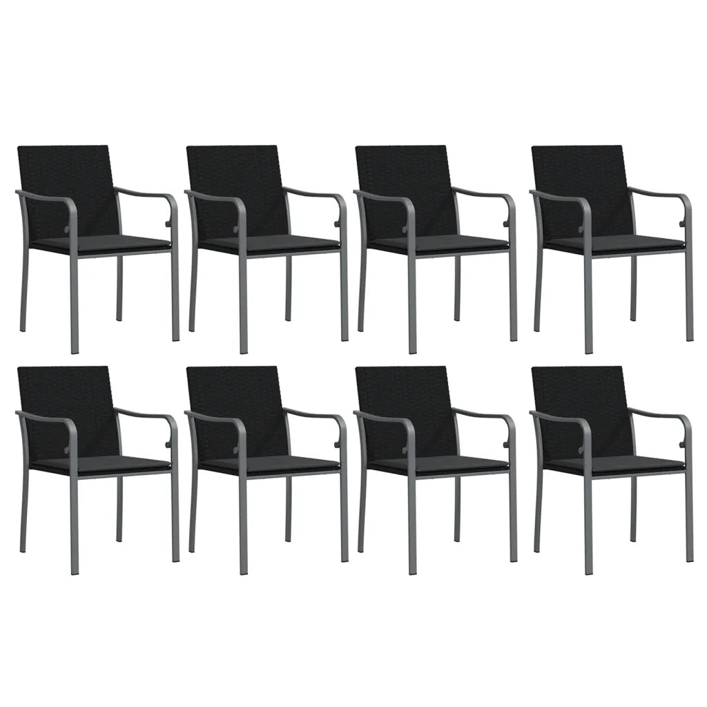 Set Pranzo da Giardino 9 pz con Cuscini in Polyrattan e Acciaio
