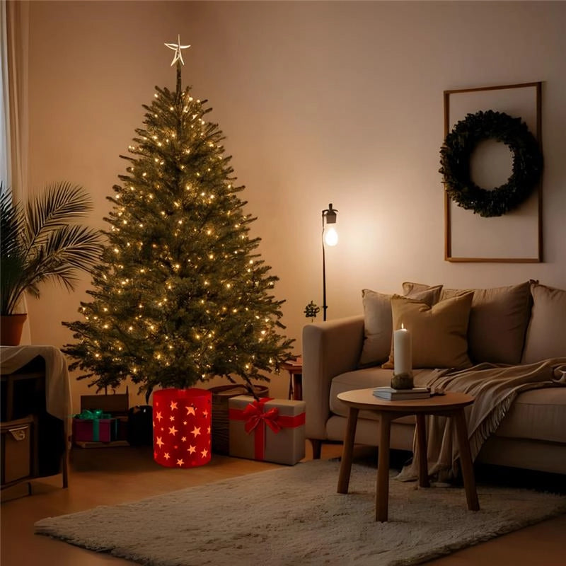 MAURY'S BASE SUPPORTO ALBERO DI NATALE IN METALLO ROSSO CON STELLE E LED DIMENSOINI 30X30X48H CM
