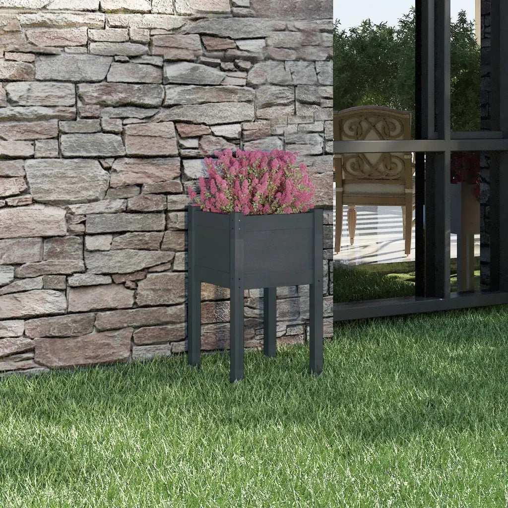 Fioriera da Giardino-Vaso da Esterno-Contenitore per Piante Grigia 40x40x70 cm in Legno di Pino