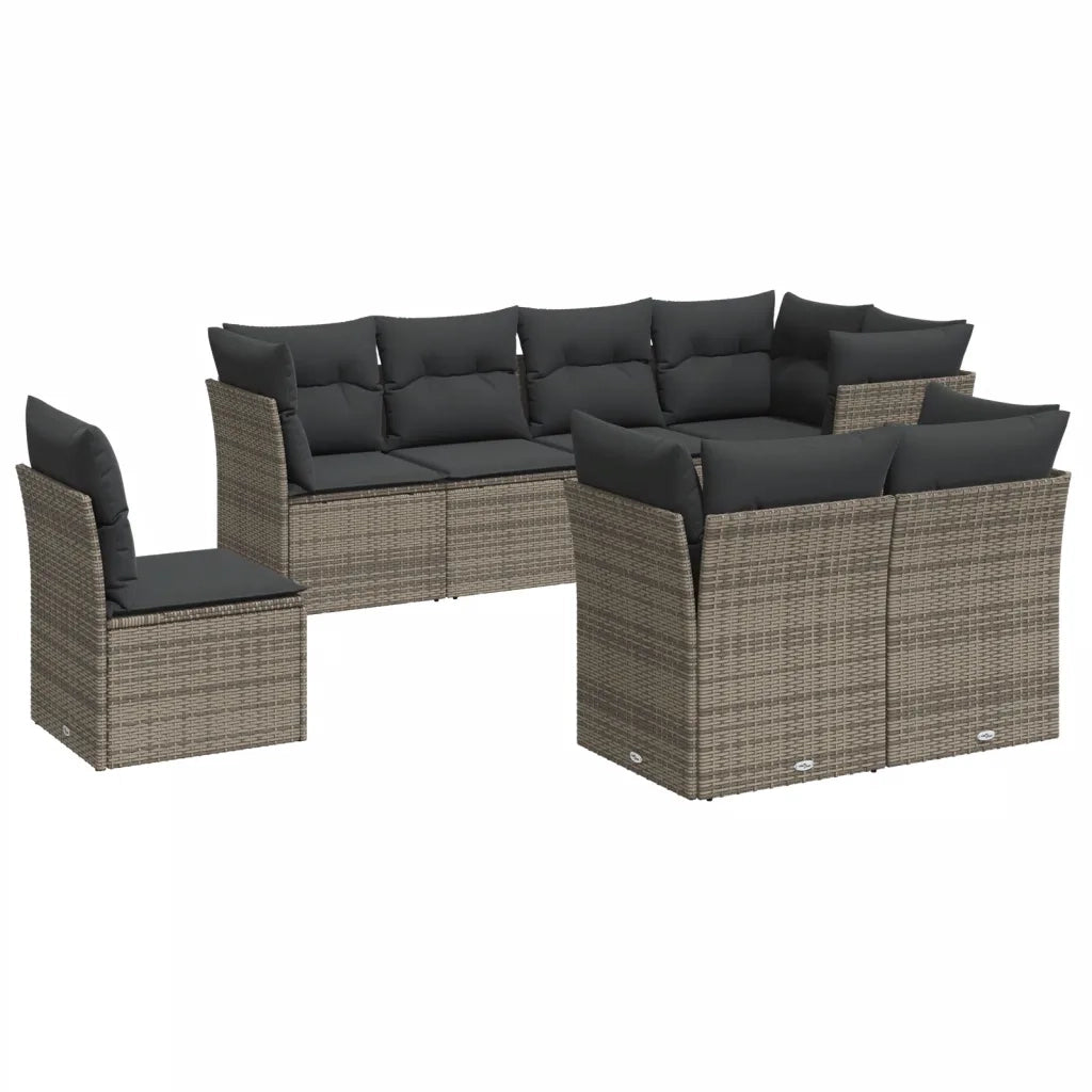 Set Divano da Giardino 8 pz con Cuscini Grigio in Polyrattancod mxl 113354