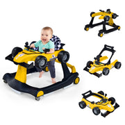 Primi passi 4 in 1 per neonati con altezza e velocit¨¤ regolabili, Primi passi a spinta con carillon con luci Giallo