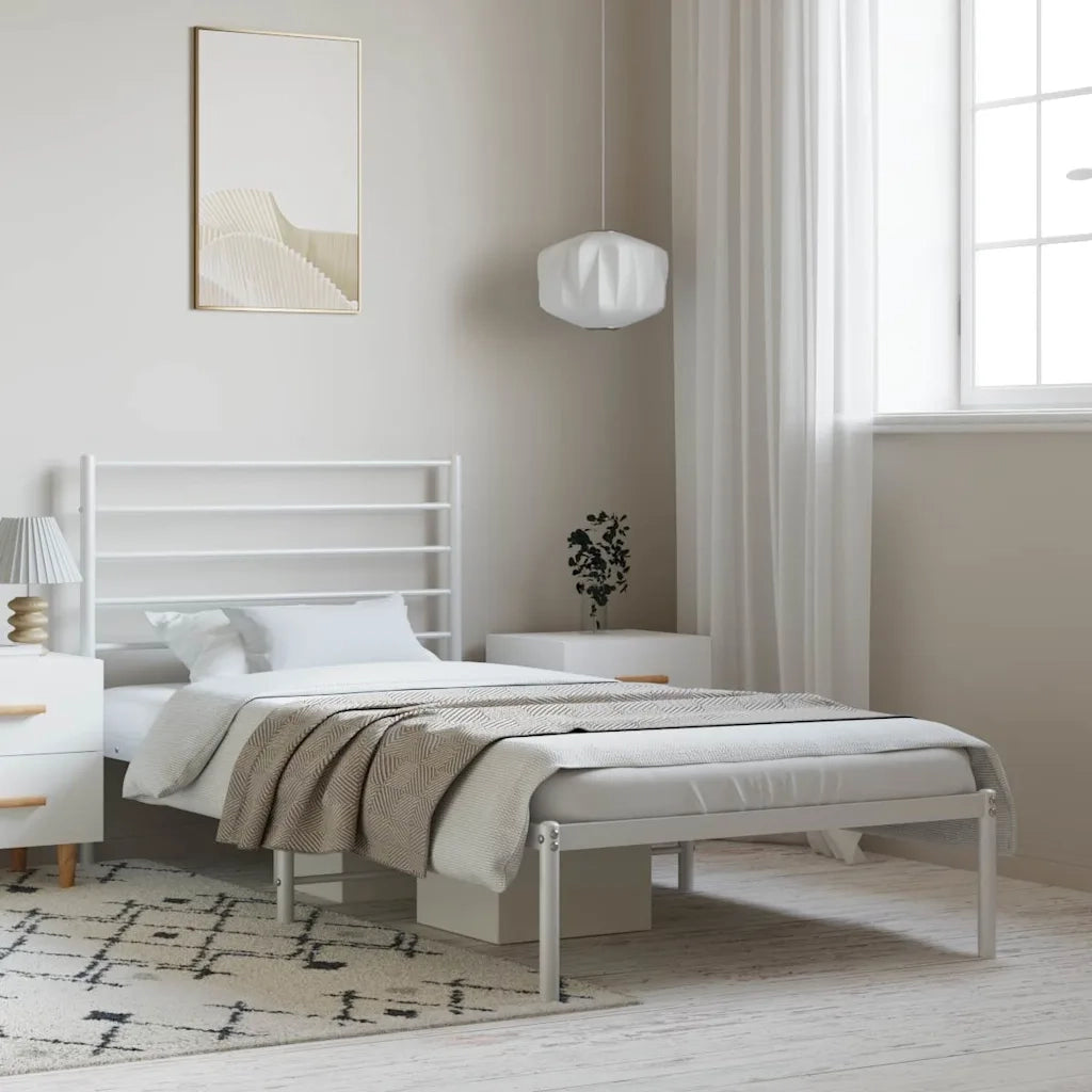 Giroletto con Testiera-Struttura Letto con testiera Metallo Bianco 100x200 cm 237827