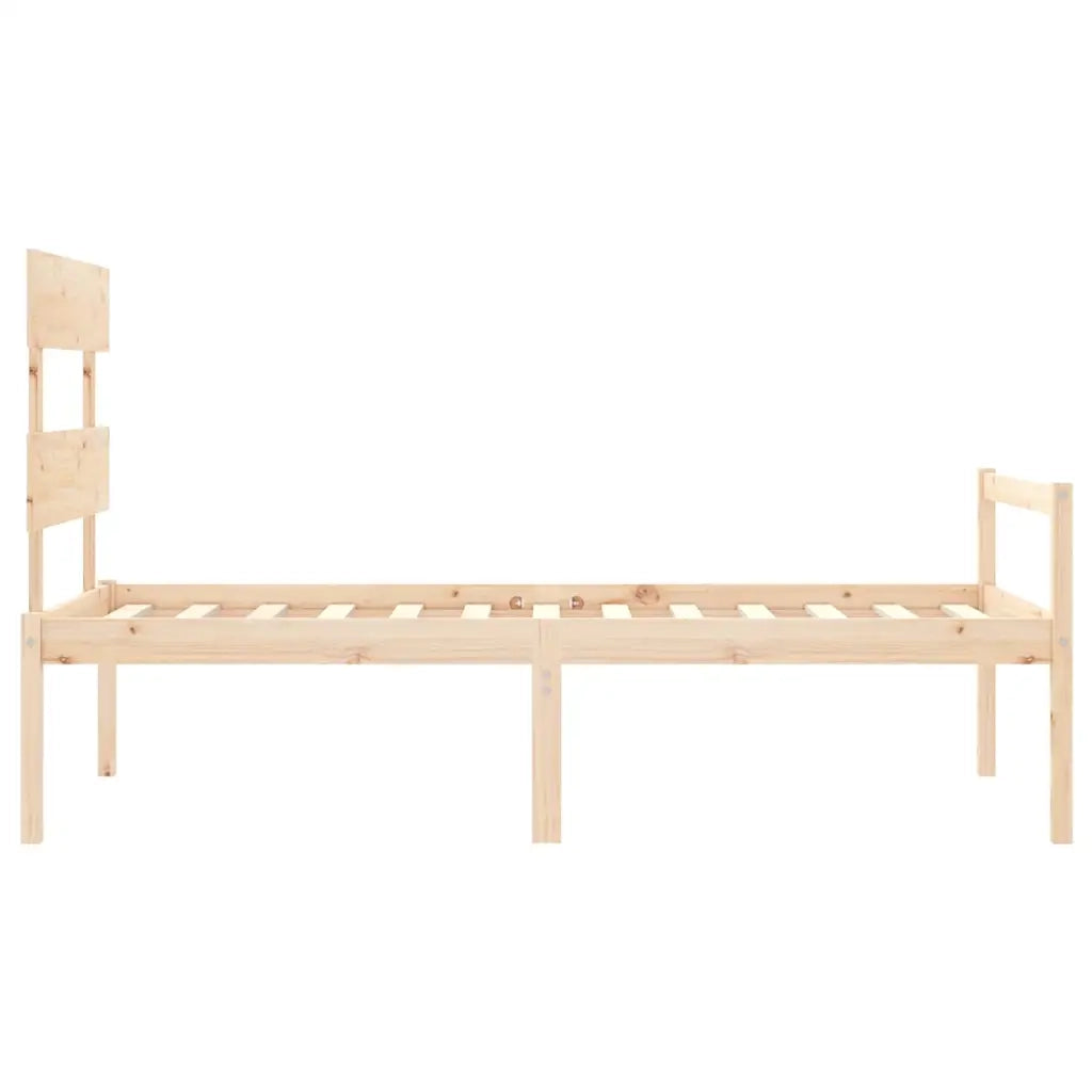 Letto per Anziani con Testiera-Struttura Letto per Anziani Single in Legno Massello 593402