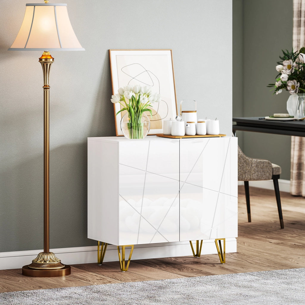 Consolle Ingresso con 2 Ante e Ripiani Aggiustabili per Cucina e Salotto ¨C Zephmum ¨C 80x40x75 cm Bianco
