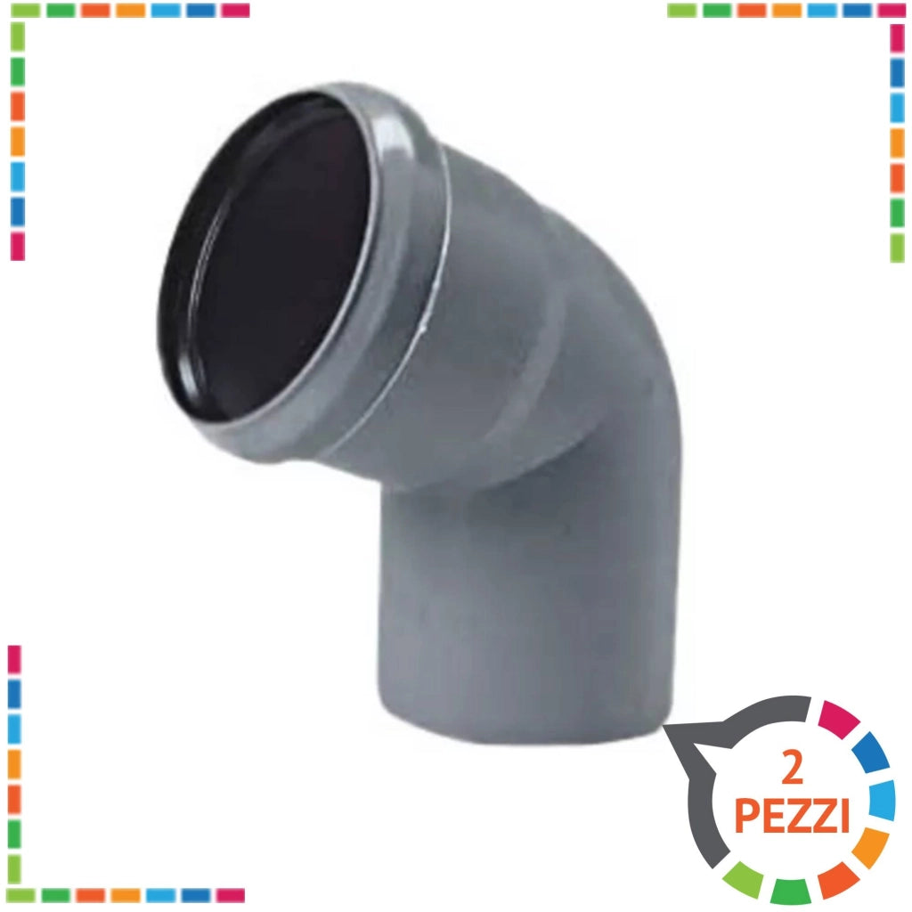 Curva 45° diam. 50 mm per tubo scarichi domestici 2 pezzi