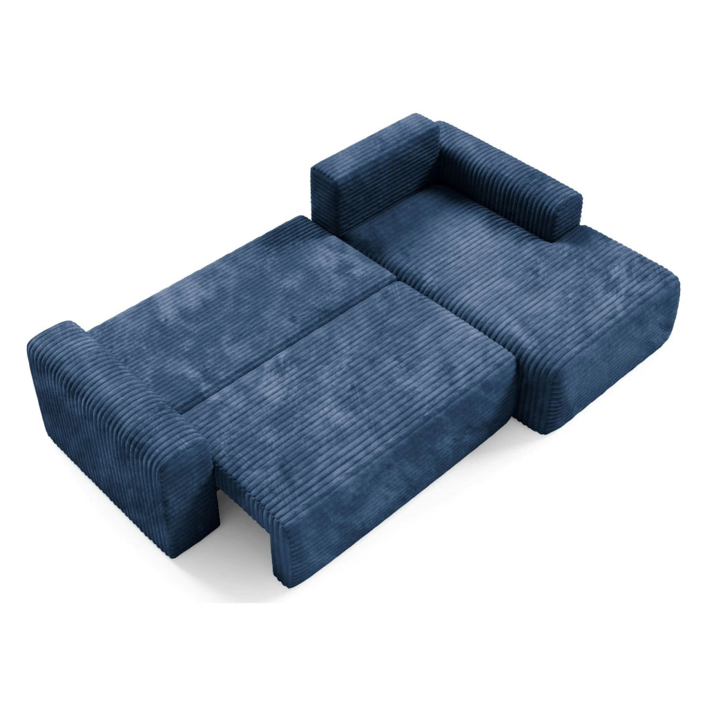 Folgarida, Divano Letto con Penisola Contenitore, 268x163 cm blu