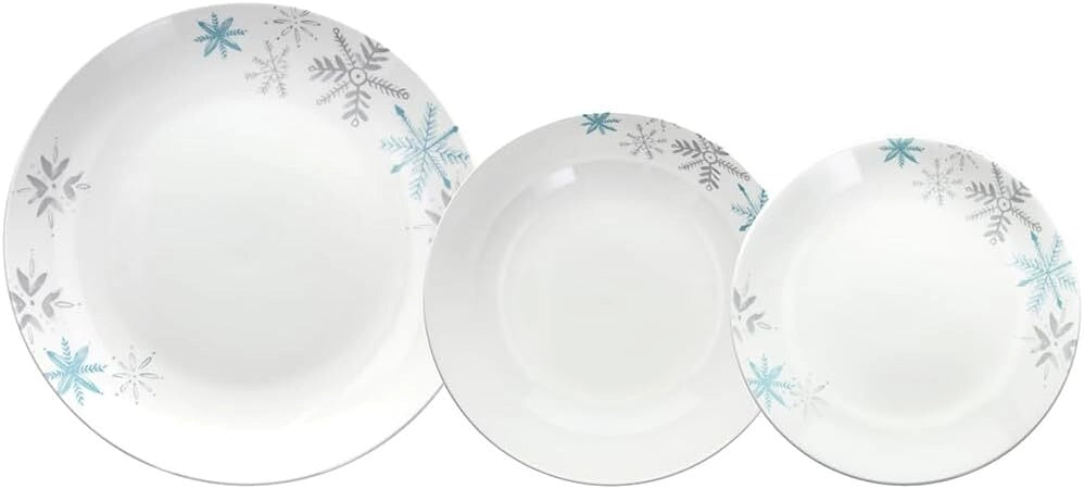 Servizio di Piatti da Tavola in Porcellana Madison Snowflake 18 Pezzi