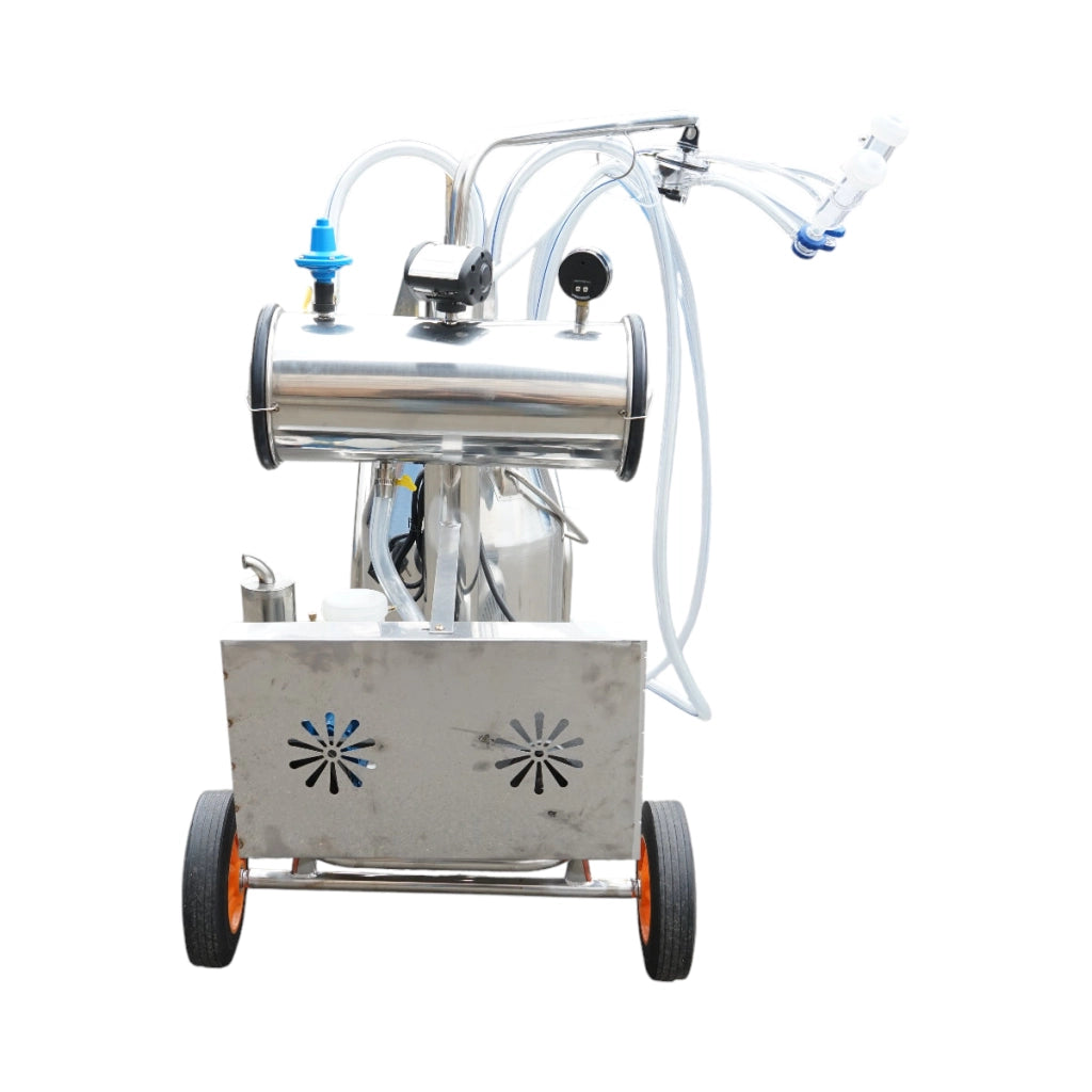 Dispositivo per mungitura di pecore, 1 postazione, 750W, 220V, bidone in acciaio inox da 25L, gruppo di mungitura con 2 manicotti, pressione del vuoto 40-50 kPa, pulsazioni 60-80 cpm