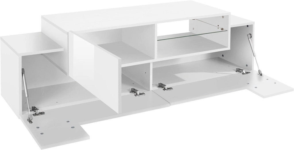 Mobile Tv 3 Ante e Ripiano a Giorno 160x45x51,5 cm Coro Bianco Lucido/Bianco
