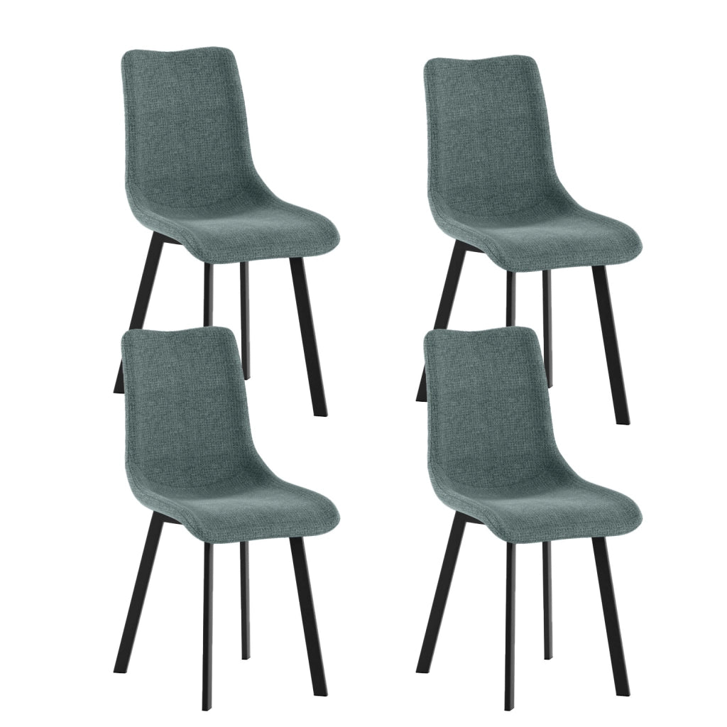 Set 4 Sedie Iris 45x56x86 cm in Tessuto Easy-Clean Acquamarina