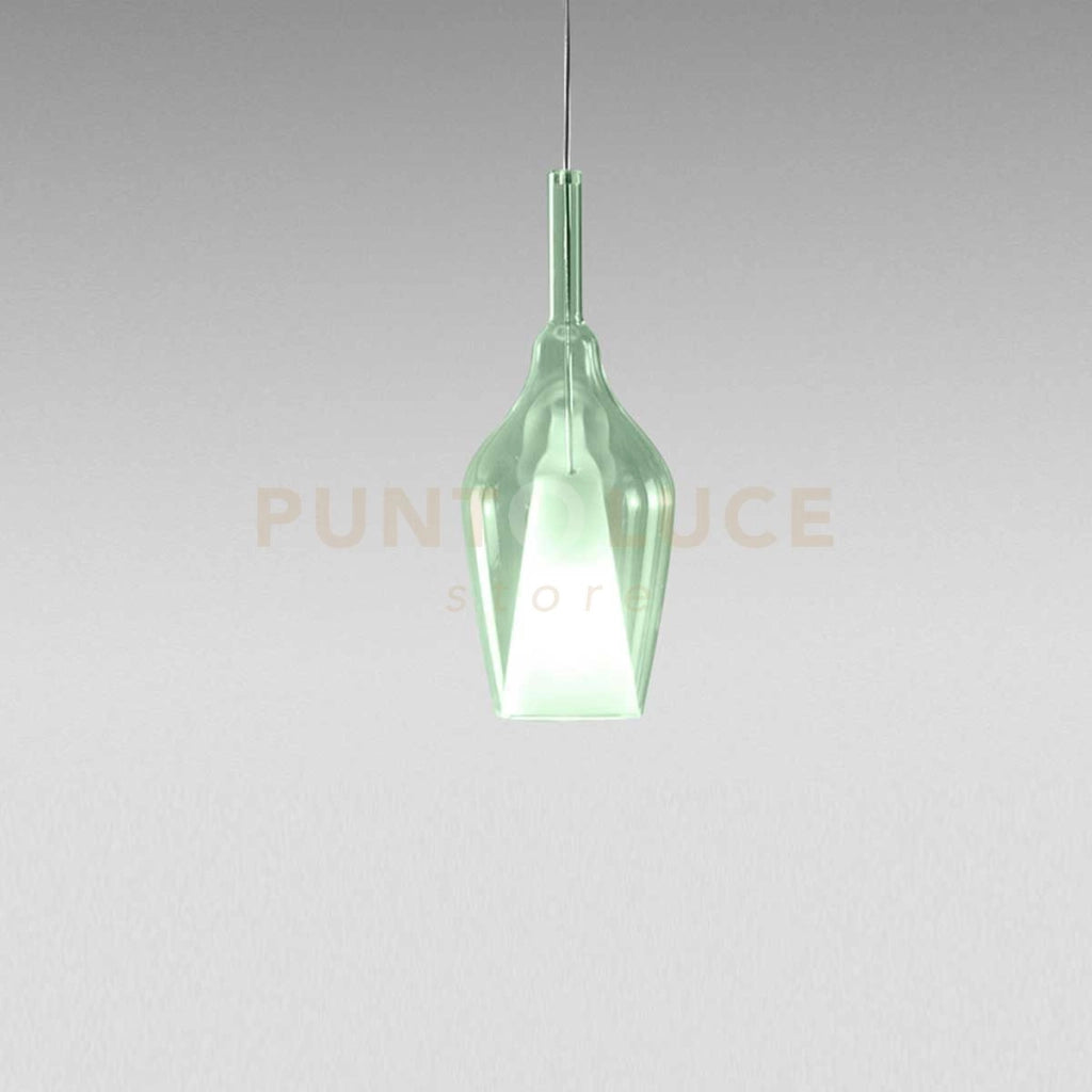 OFELIA S/12 MINI - VETRO  VERDE TRASPARENTE E PORTALAMPADA BIANCO 1 LUCE ATTACCO G9 CAVO TRASPARENTE SENZA BASE DI ATTACCO D.13CM H.33M