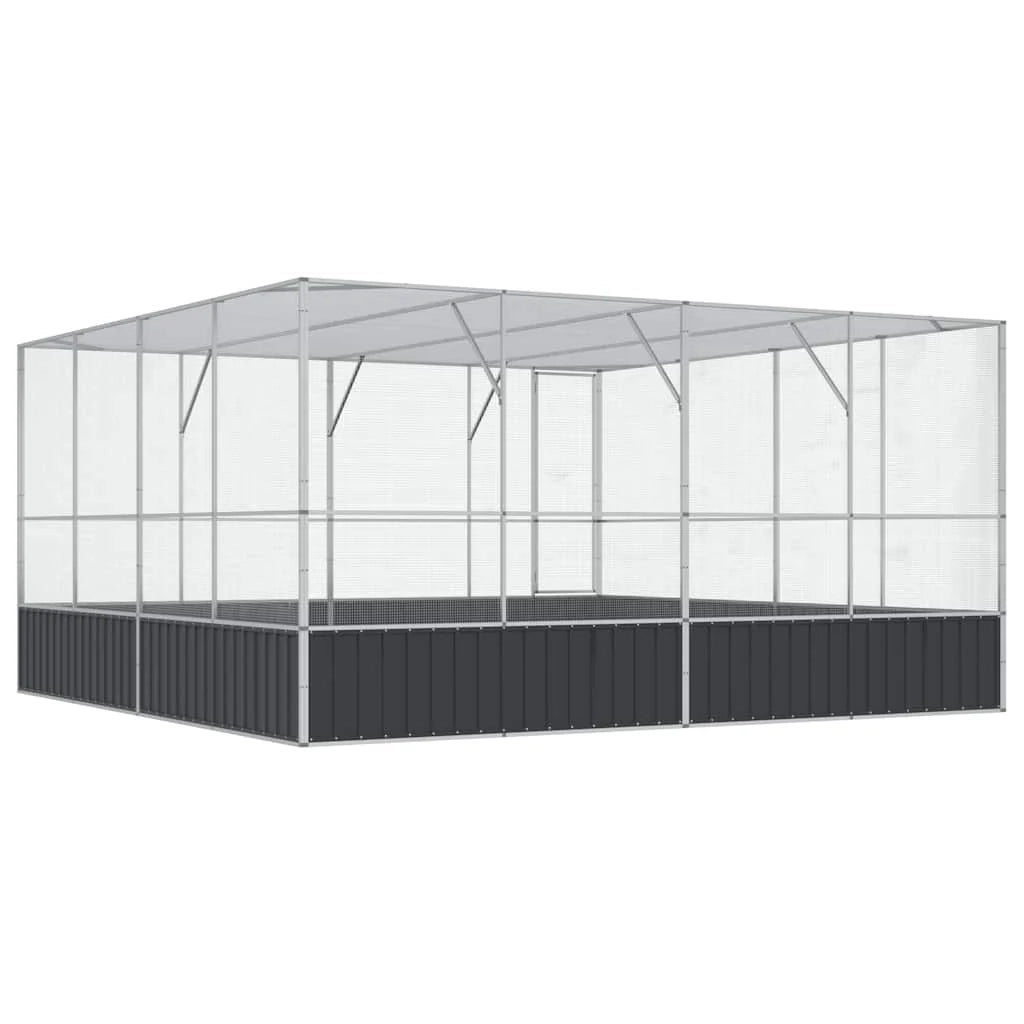 Voliera in gabbia argentata 418 x 414 x 212 cm acciaio 02_0045641