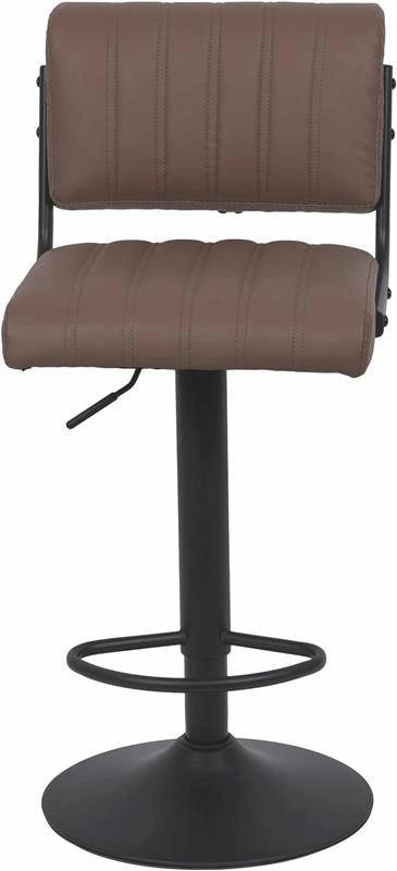 SGABELLO SIBILLA DA BAR IN ECO-PELLE TORTORA 40X49X 87-107H CM GIREVOLE CON SCHIENALE E STRUTTURA IN ACCIAIO