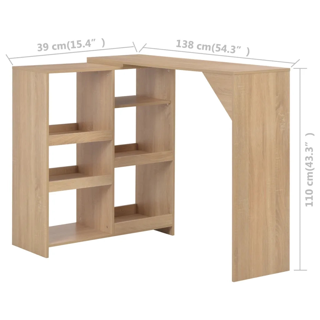 Tavolo da Bar con Scaffale Mobile Rovere 138x39x110 cm cod mxl 9516