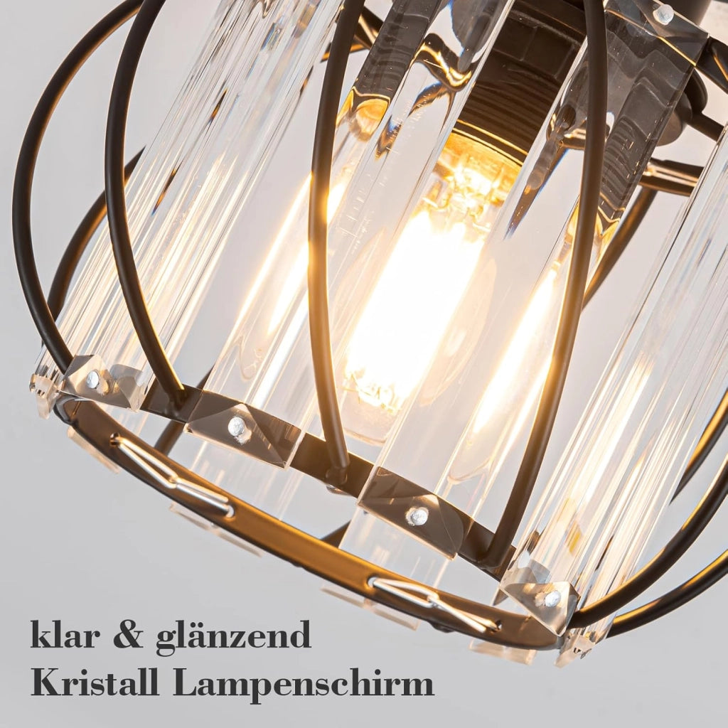 ZMH Lampada da soffitto plafoniera moderna cristallo nero E27 illuminazione vintage per interni