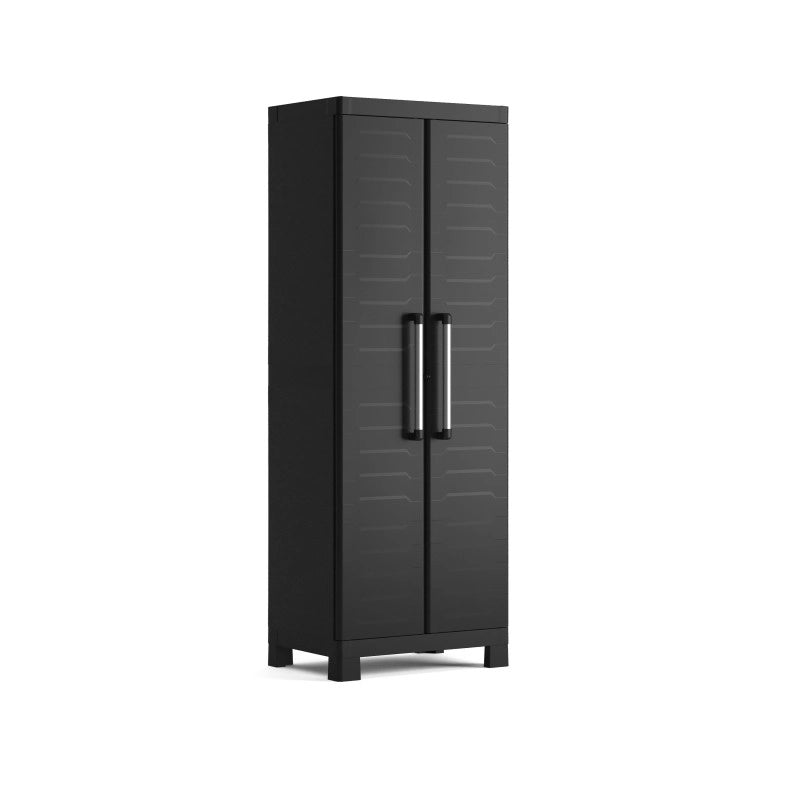 Armadio da esterno in resina alto 2 ante 4 ripiani regolabili 65x45x182 cm Nero - Detroit Alto - Keter