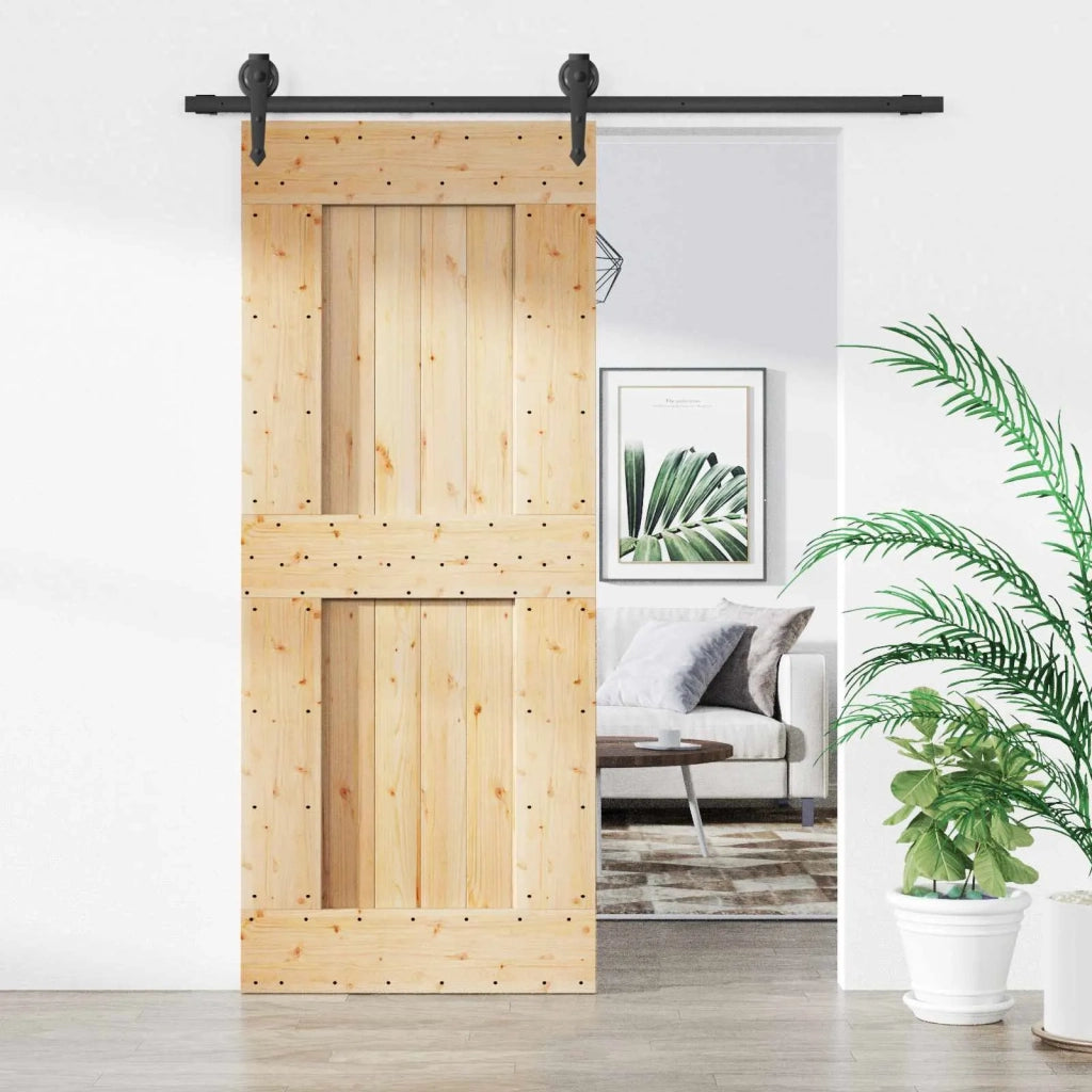 Porta scorrevole Naturale e Nero 85 x 210 cm 3445127