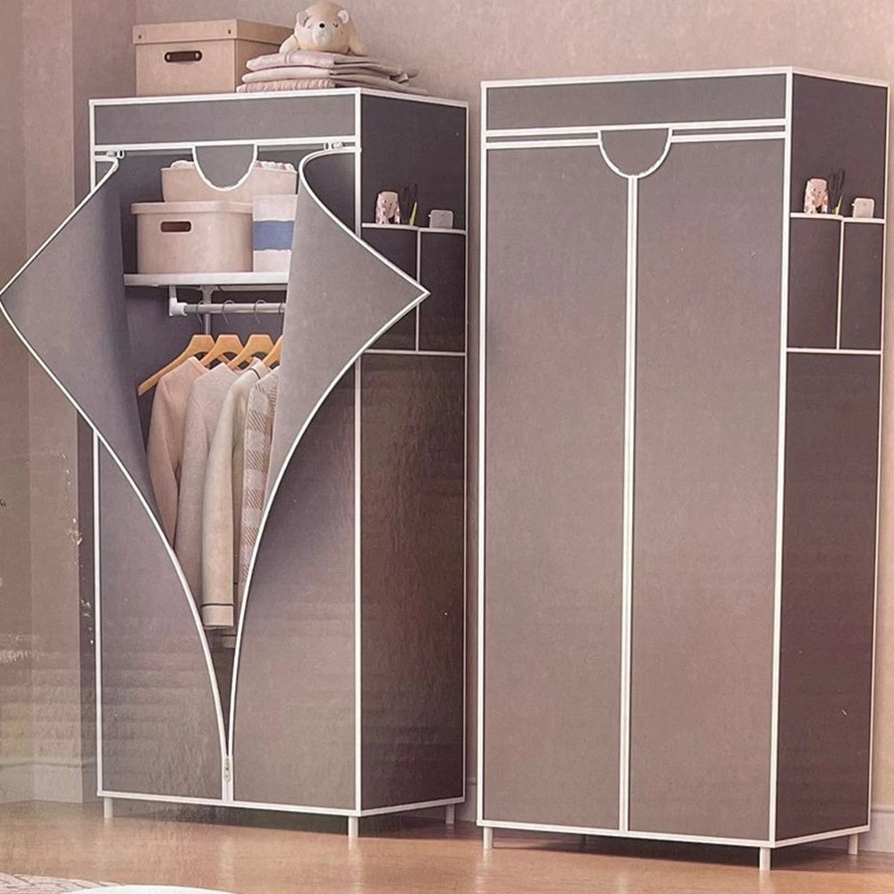 Trade Shop - Armadio Multifunzionale In Tessuto Struttura In Acciaio Rivestimento In Tessuto 57x44x146cm -
