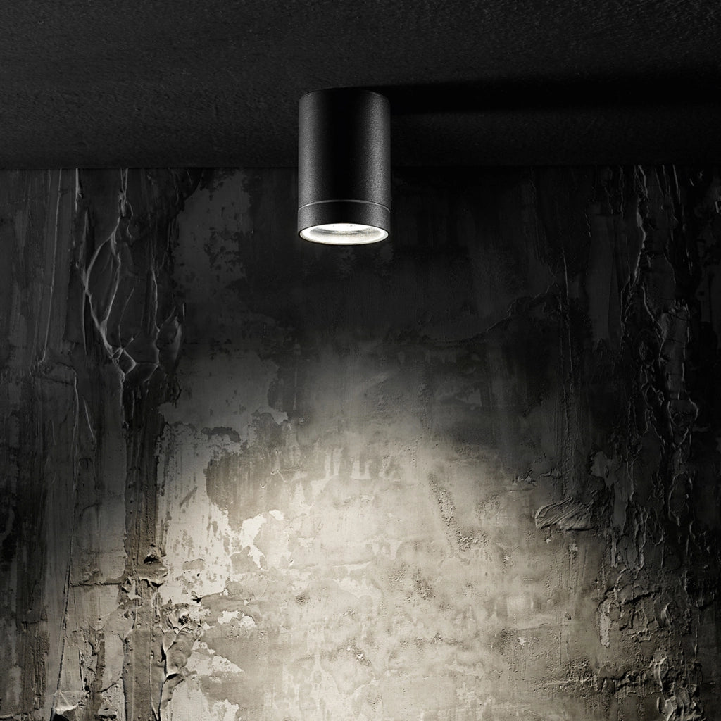 Plafoniera Cilindrica Esterno Moderno Pendo Metallo Grigio Vetro 1 Luce Gu10