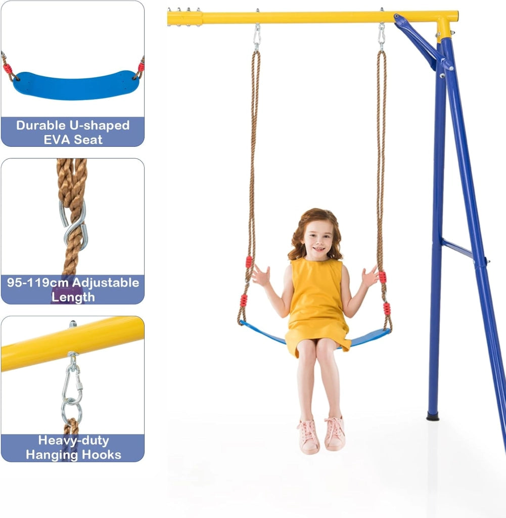 Set di altalena per bambini, 4 in 1, con altalena, scaletta e cestino da basket, altalena da giardino con struttura, struttura da gioco per bambini all'aperto, WY00233HNDE