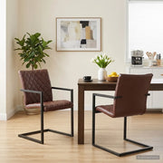 Sedie da Pranzo a Sbalzo 2 pz Marroni in Vera Pelle 321843