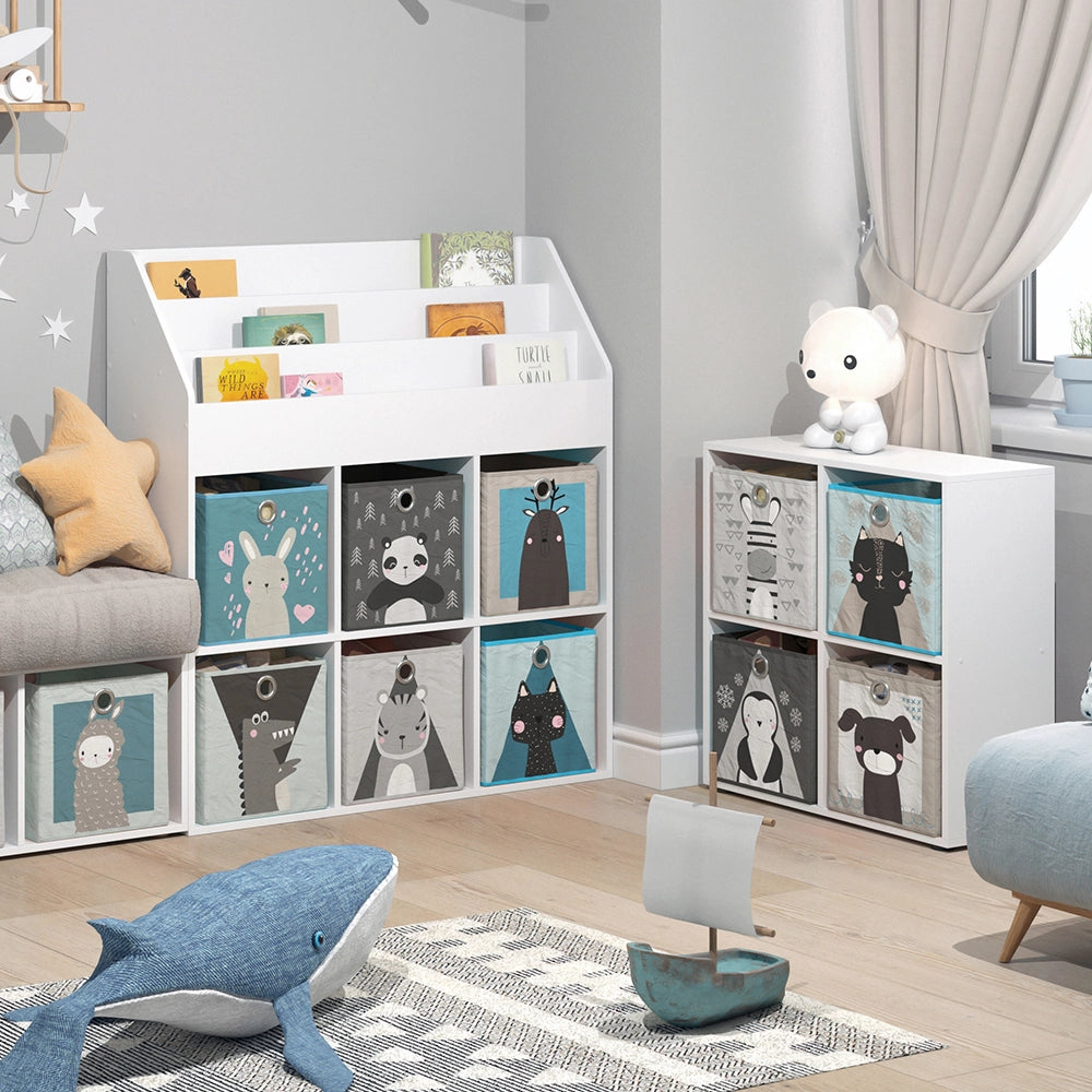 Vicco Libreria bambini Bianco 31.2 x 114.2 cm con 6 scatole pieghevoli opt.2