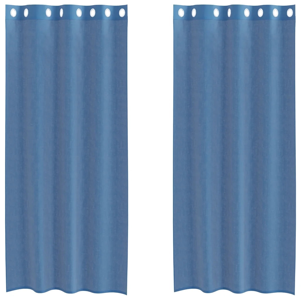vidaXL Tende in Voile con Occhielli 2 pz Blu Reale
