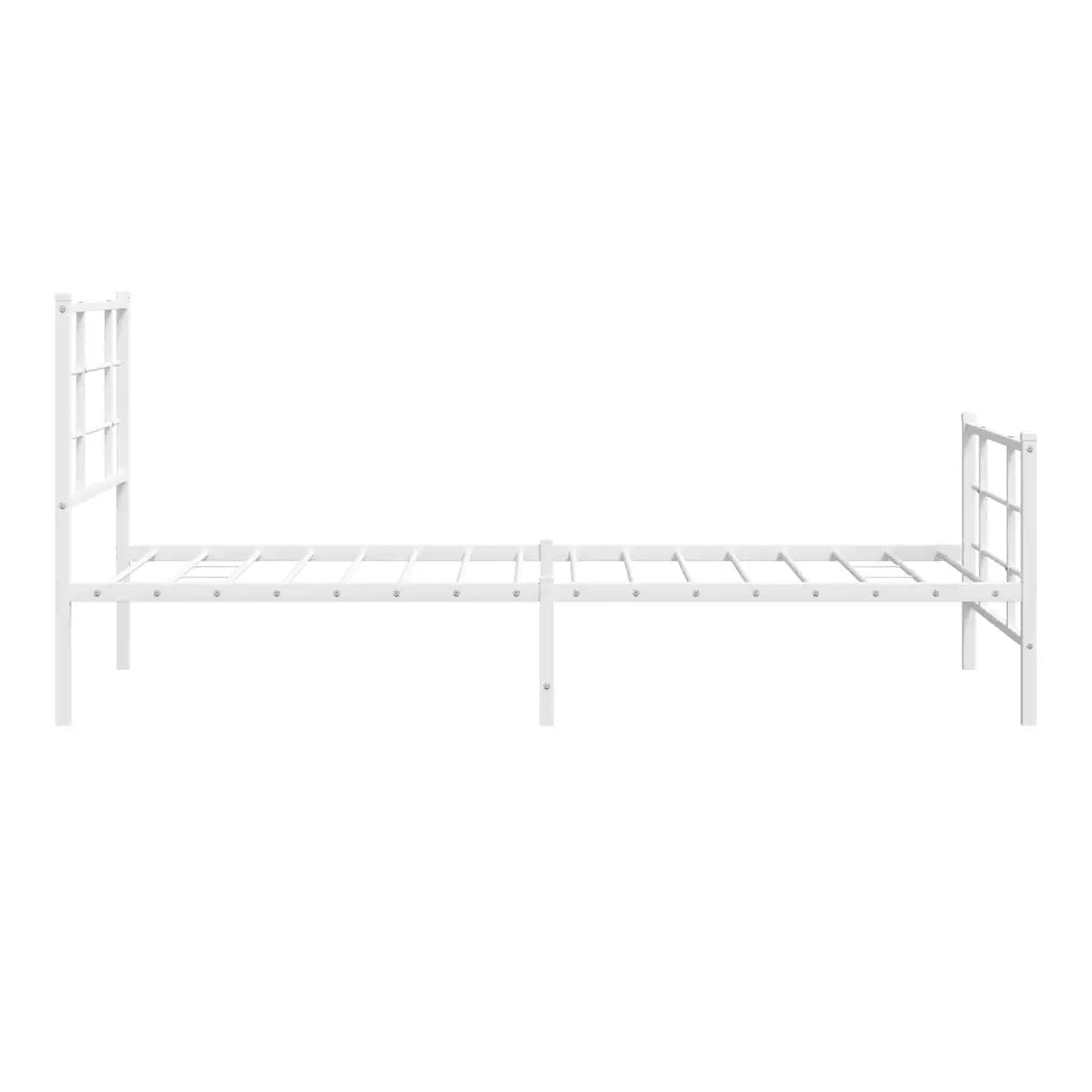 Giroletto con Testiera e Pediera-Struttura Letto Metallo Bianco 90x190 cm 490981