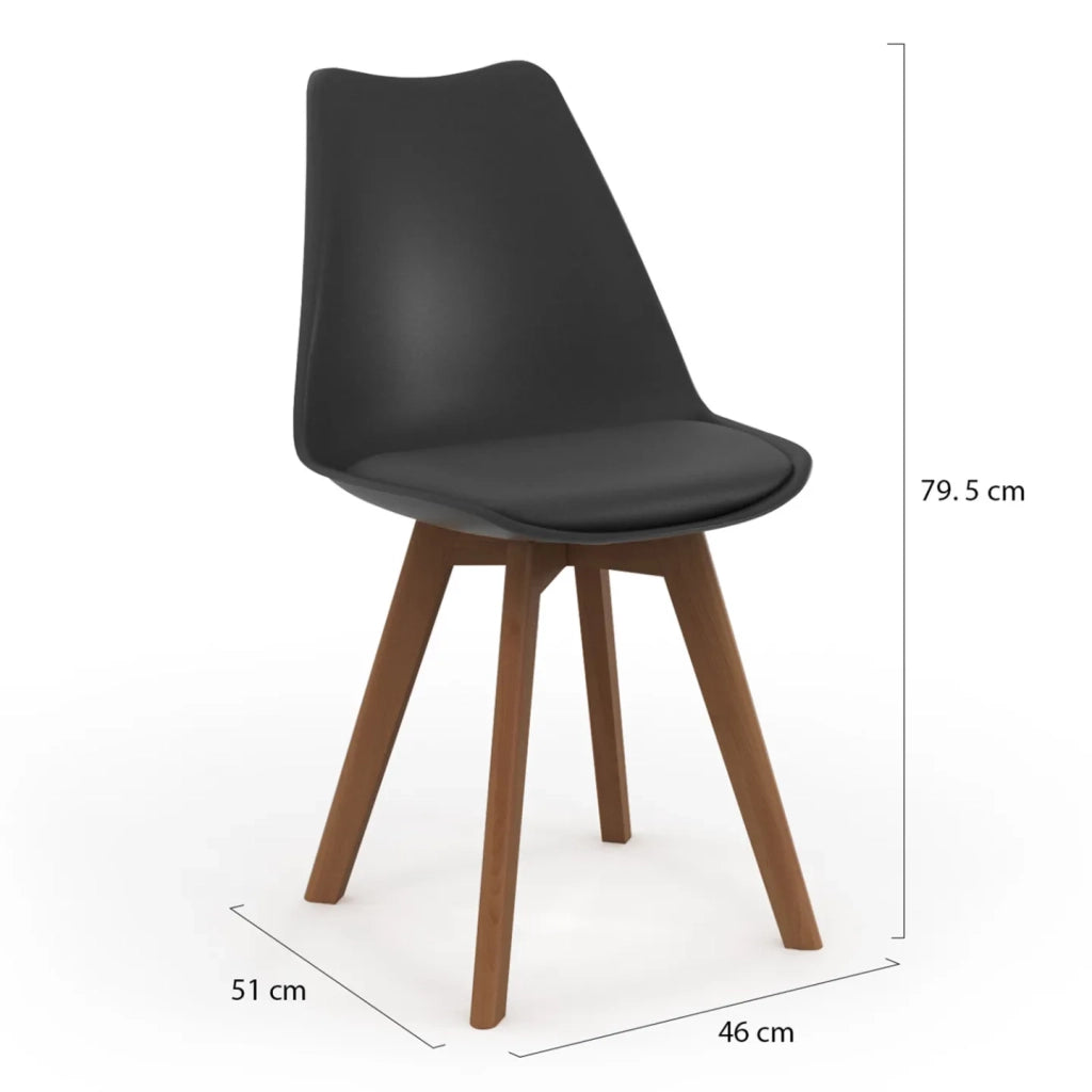 IDMarket - Set di 6 sedie SARA nere con gambe scure per sala da pranzo