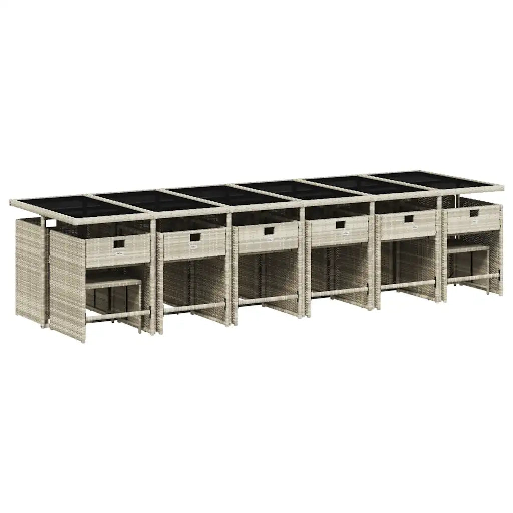 Set da Pranzo da Giardino 17pz con Cuscini Grigio in Polyrattancod mxl 114050